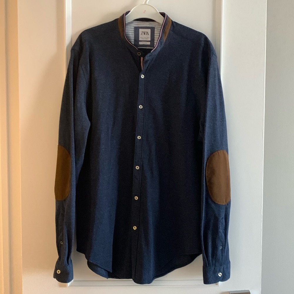 New Zara BluecSlim Fit Jersey Shirt sz XL